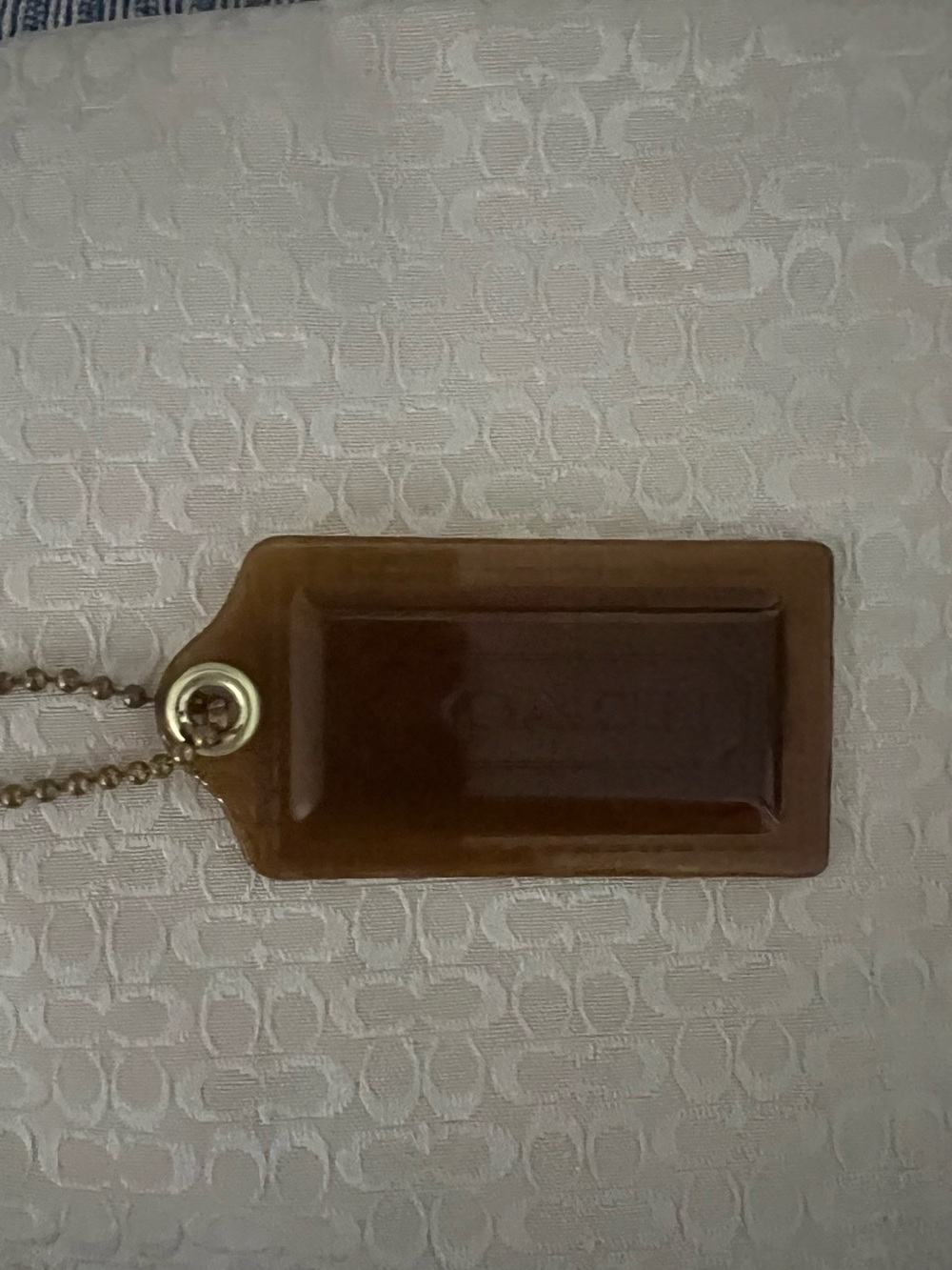 Coach Clear Brown/Gold Hangtag Key Chain - Picture 5 of 7